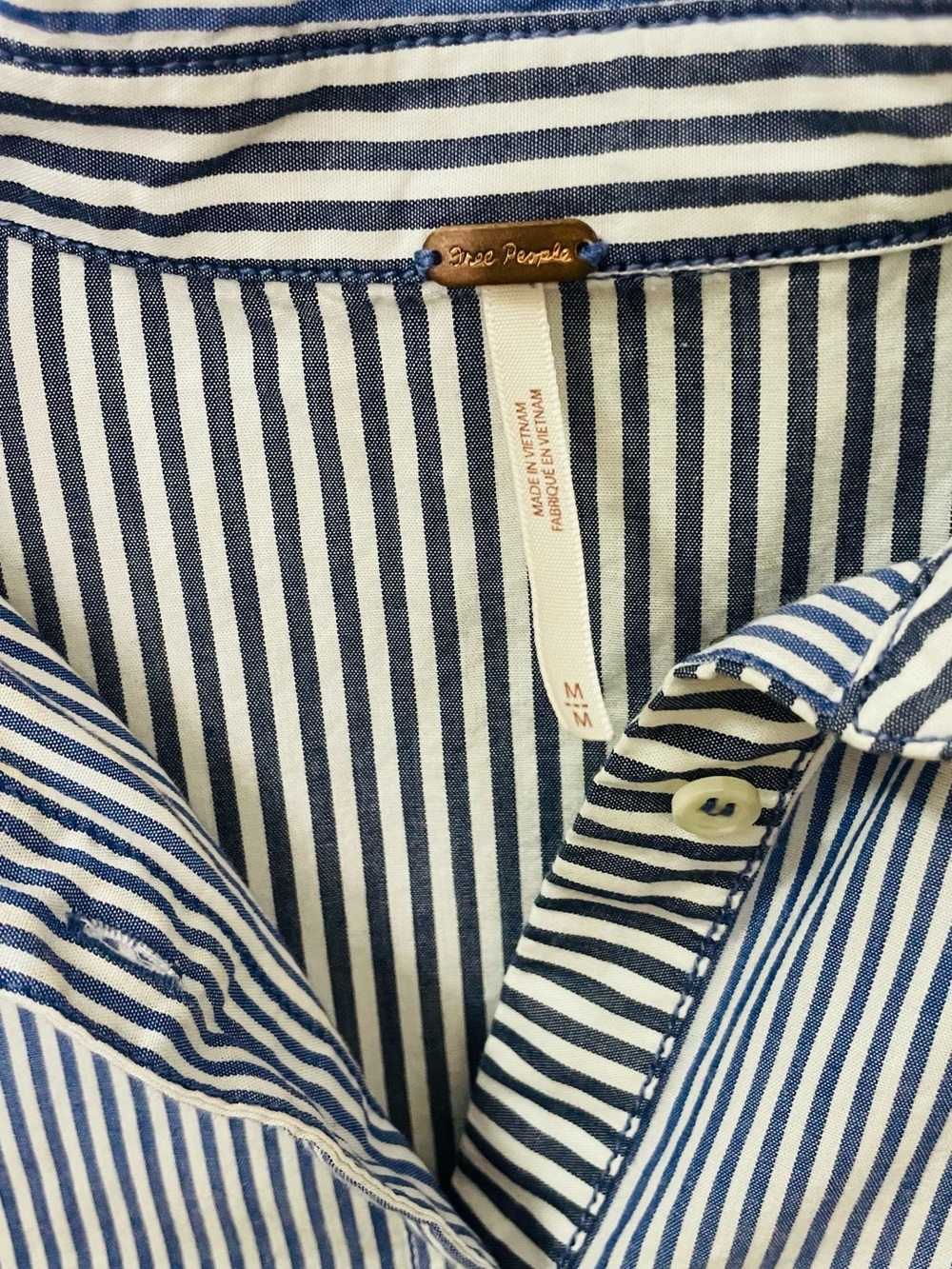 Free People Lakehouse Striped Oversized Button Down Shirt Blue White Medium - Picture 4 of 8